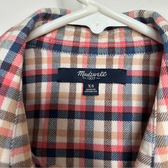 Madewell Womens XS Flannel Slim Boyshirt Palma Plaid Button Front Long Sleeve - Picture 3 of 5